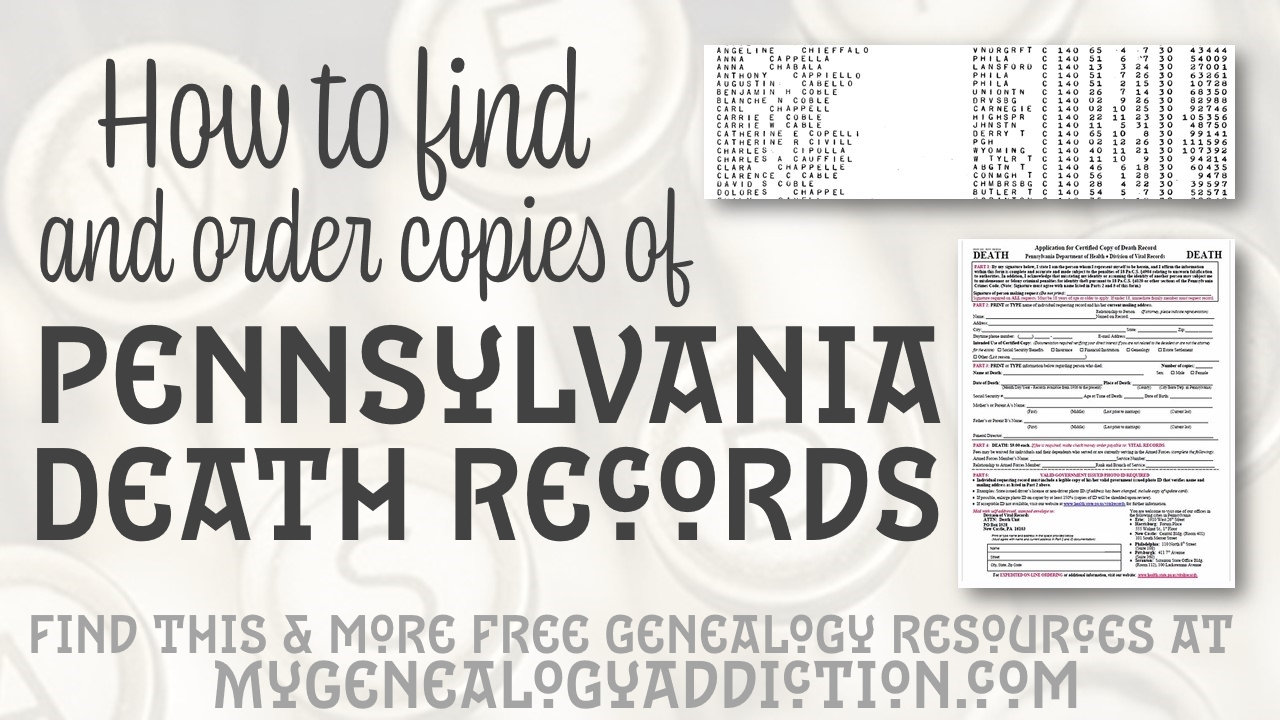 Ordering Pennsylvania Death Records Genealogy Resources